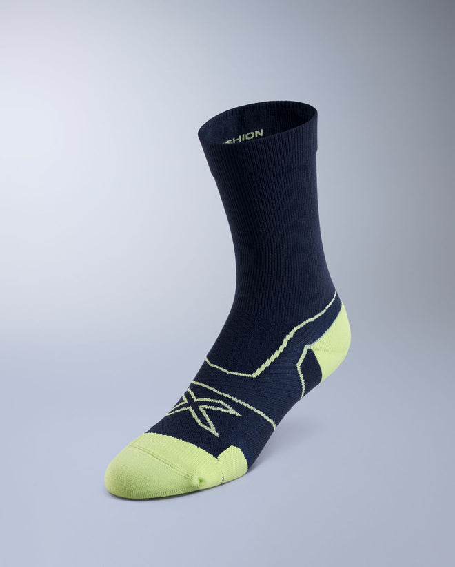 2XU Unisex's Vectr Cushion Crew Socks - Midnight/Cool Matcha