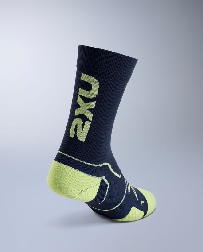 2XU Unisex's Vectr Cushion Crew Socks - Midnight/Cool Matcha