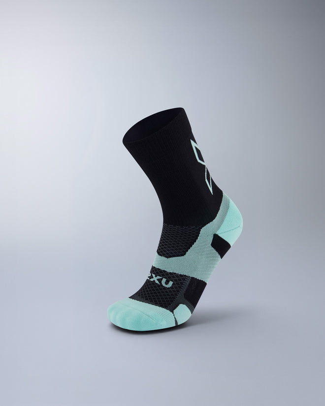 2XU Unisex's Vectr Light Cushion Crew Socks - Black/Lagoon