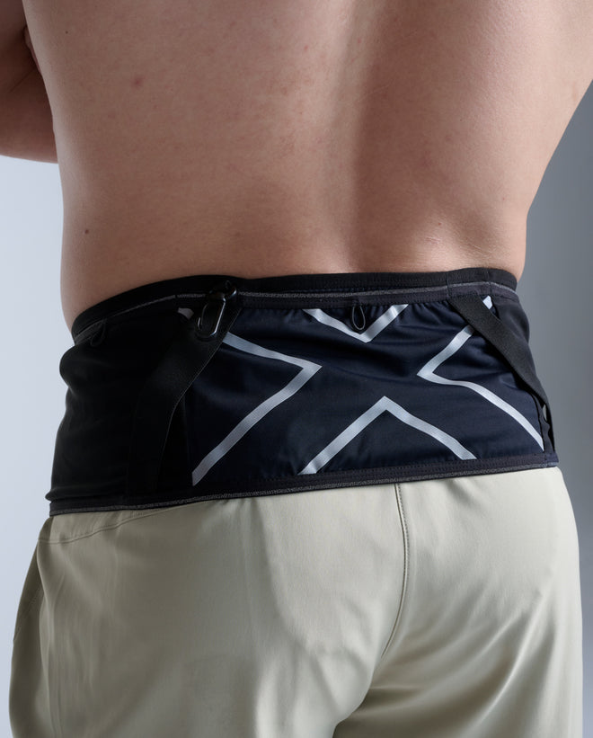 2XU Unisex's Trail Ultra Run Belt - Black/Silver Reflective