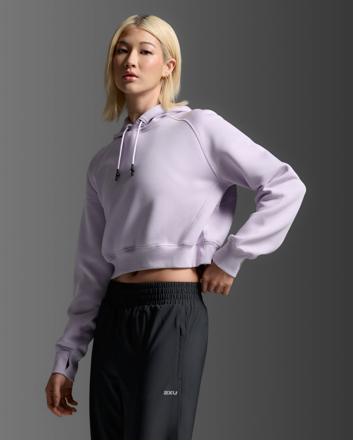 2XU Women's Form Smooth Spacer Crop Hoodie - Virtual Violet/Virtual Violet