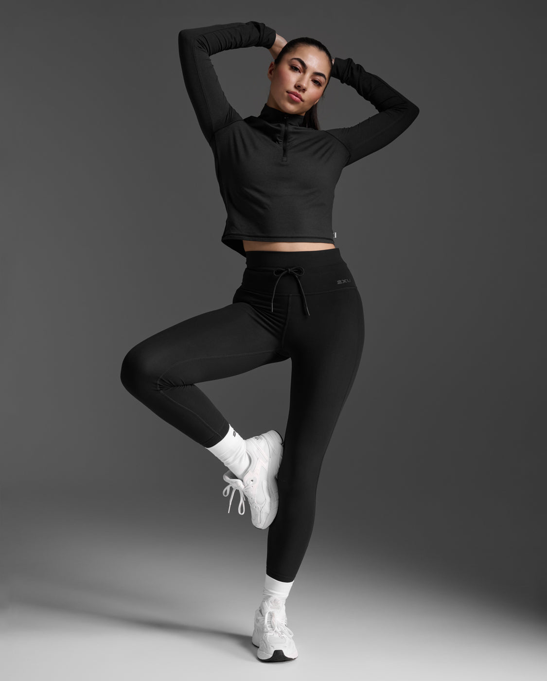 2XU Women's Flex Crop 1/2 Zip Long Sleeve - Black/Black