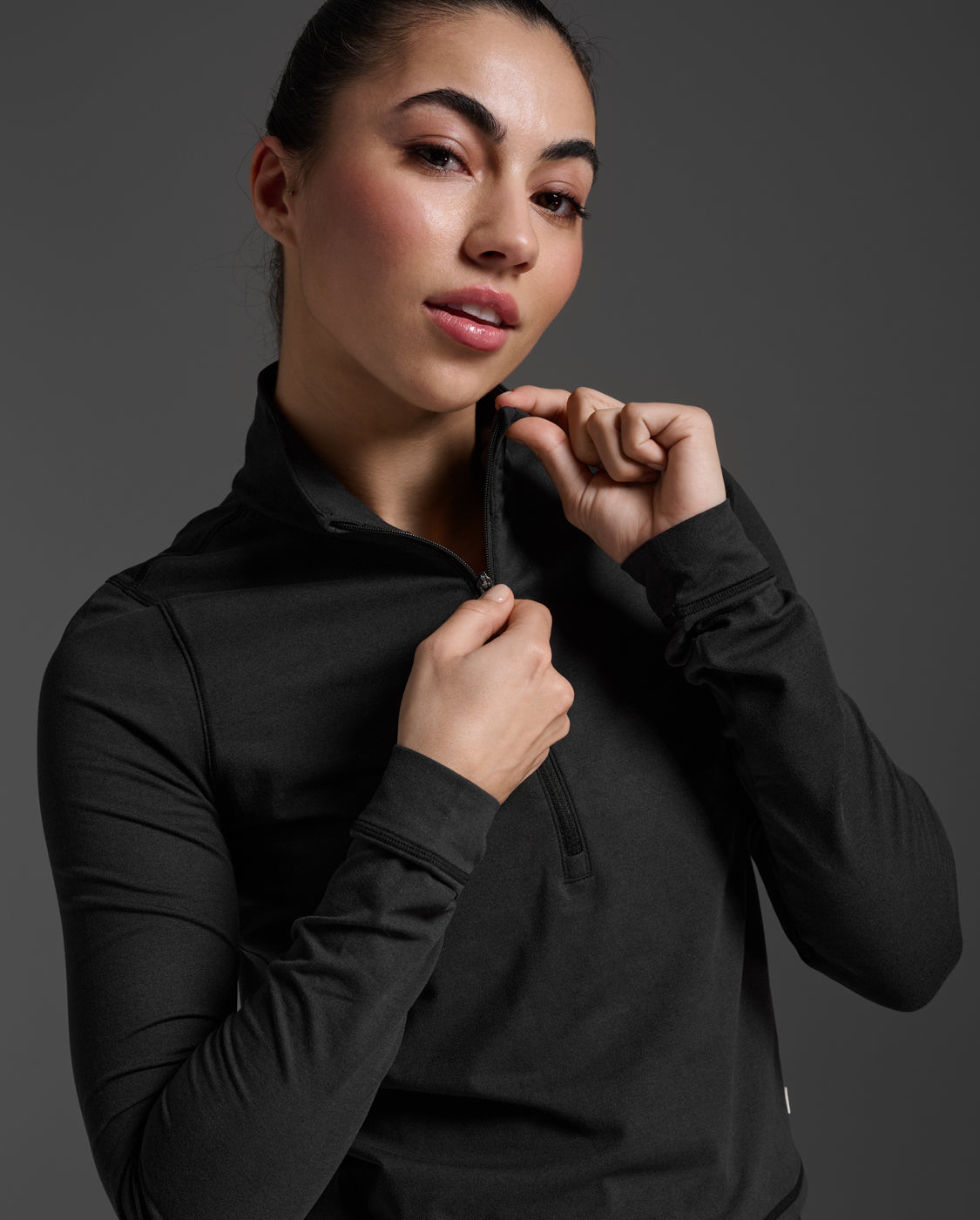 2XU Women's Flex Crop 1/2 Zip Long Sleeve - Black/Black