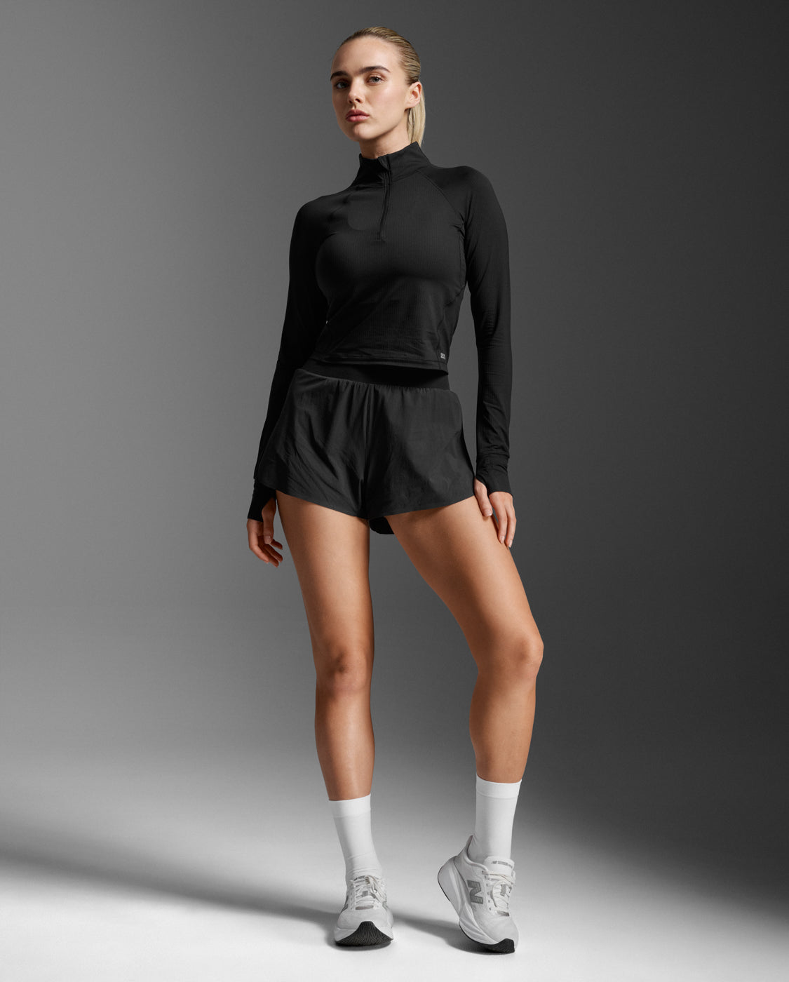 2XU Women's Aero Waffle 1/2 Zip - Black/Silver Reflective