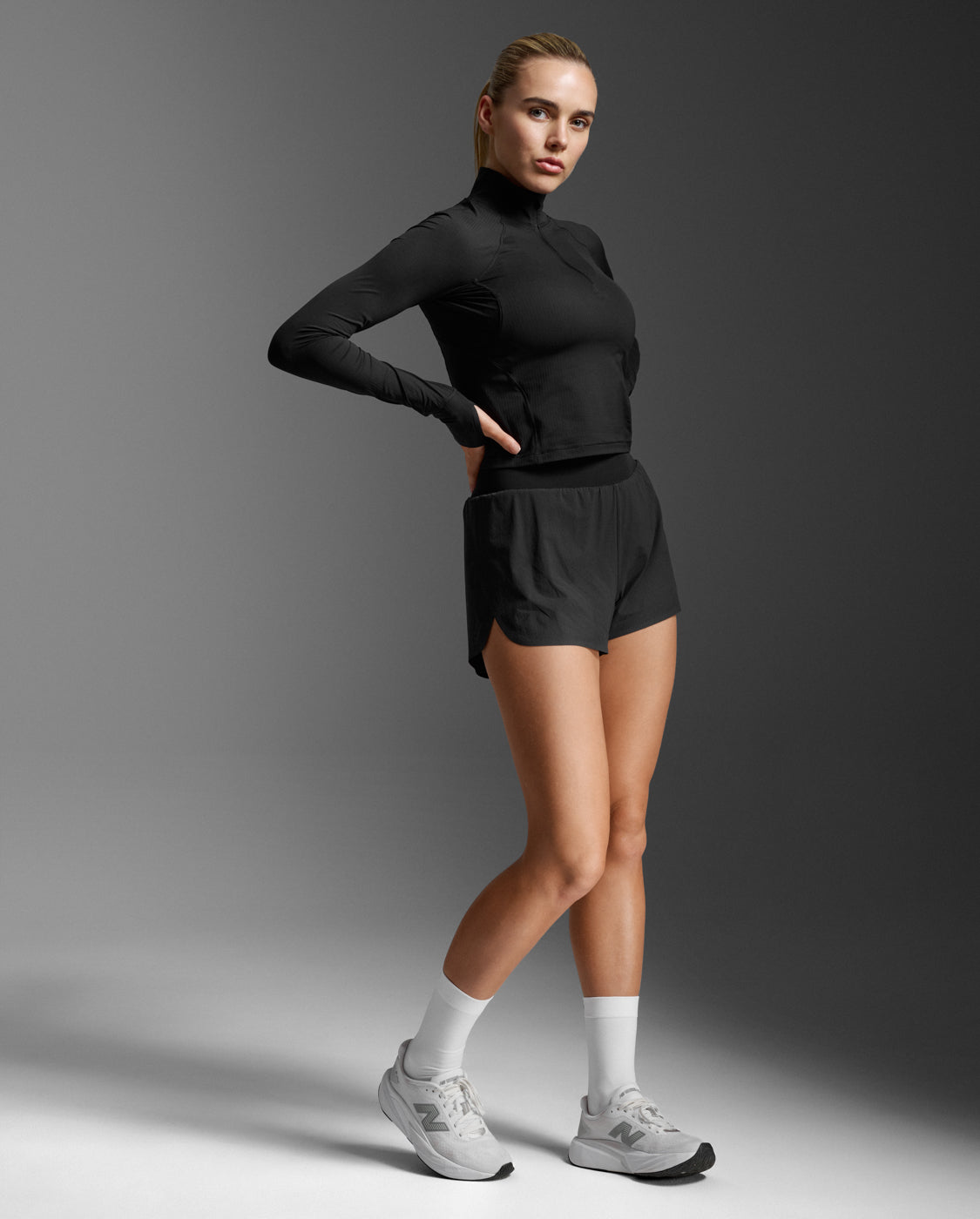 2XU Women's Aero Waffle 1/2 Zip - Black/Silver Reflective