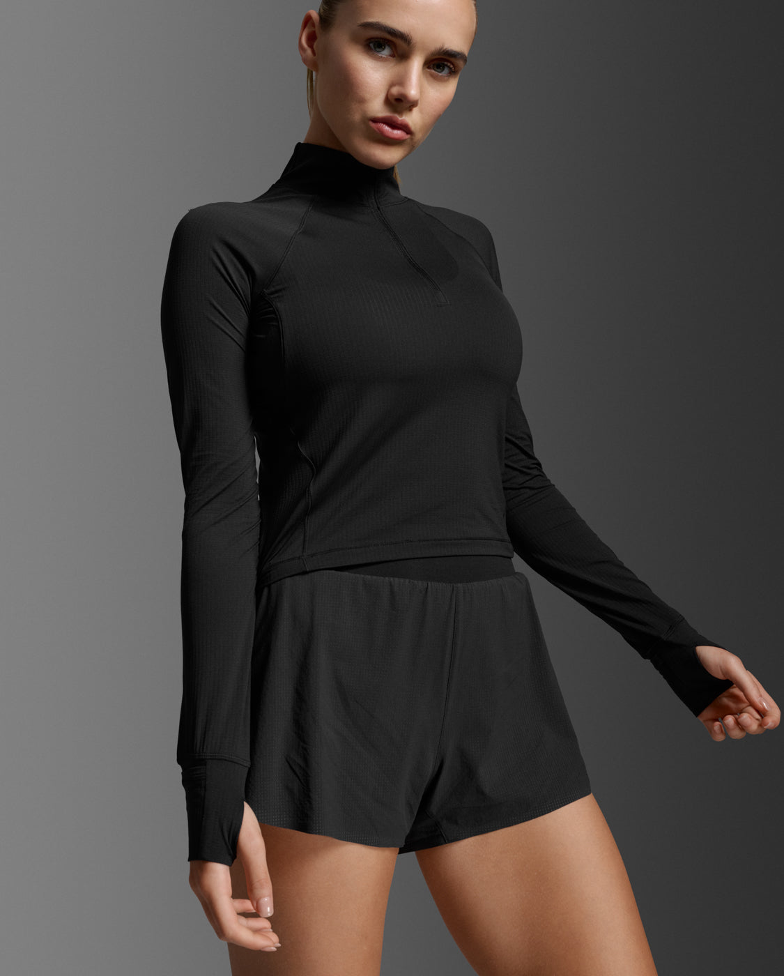 2XU Women's Aero Waffle 1/2 Zip - Black/Silver Reflective