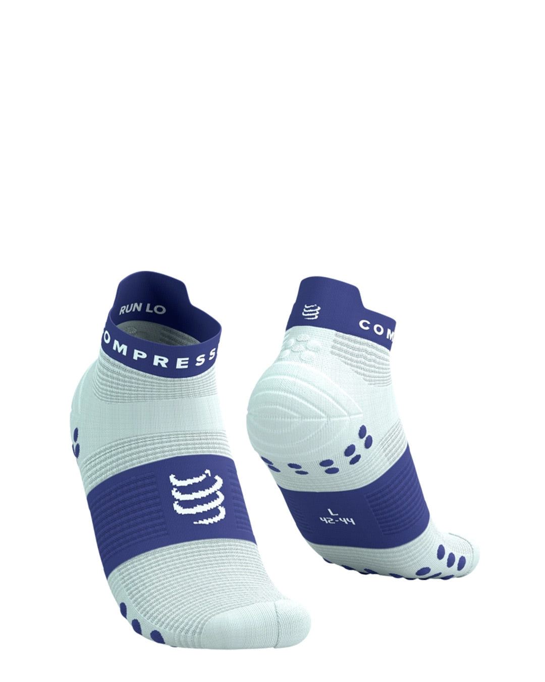 Compressport Unisex's Pro Racing Socks v4.0 Run High - Star White/Orient Blue