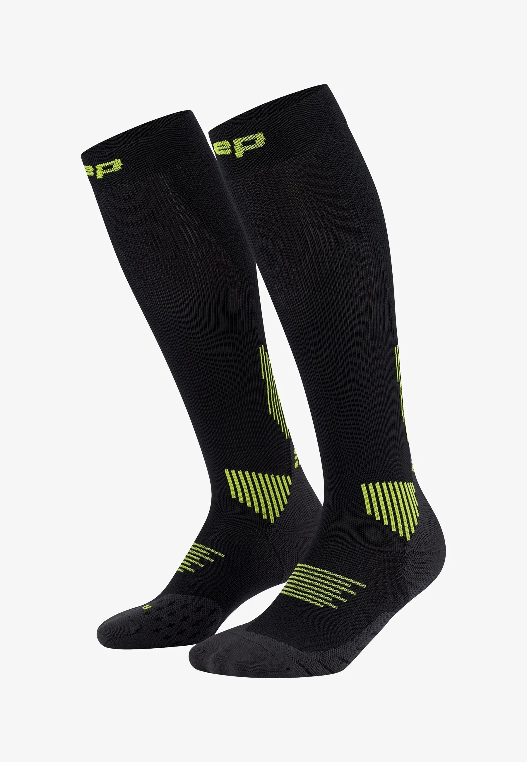 CEP Men's Run Socks Tall 5.0 - Black/Lime