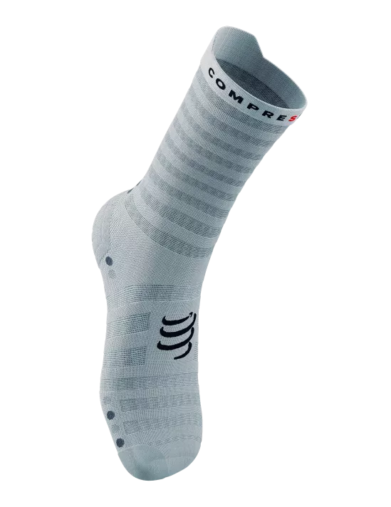Compressport Unisex's Pro Racing Socks v4.0 Ultralight Run High - White/Alloy