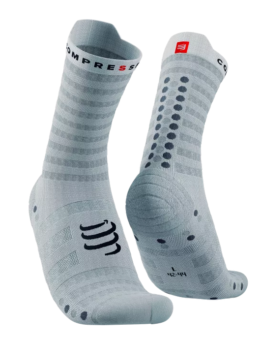 Compressport Unisex's Pro Racing Socks v4.0 Ultralight Run High - White/Alloy