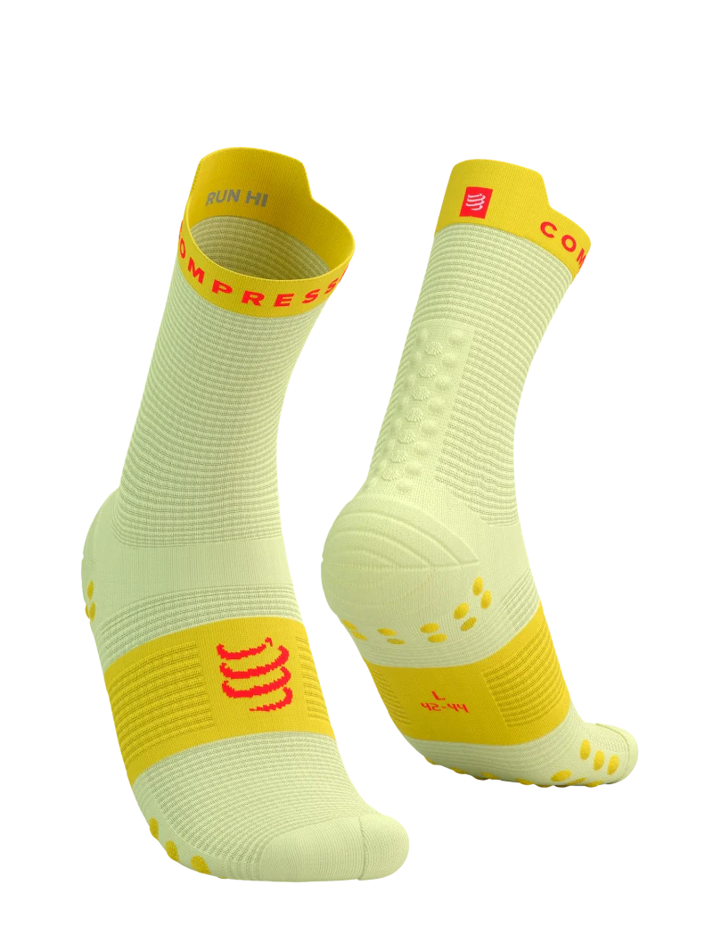 Compressport Unisex's Pro Racing Socks v4.0 Run High - Elf Yellow/Fluo Red