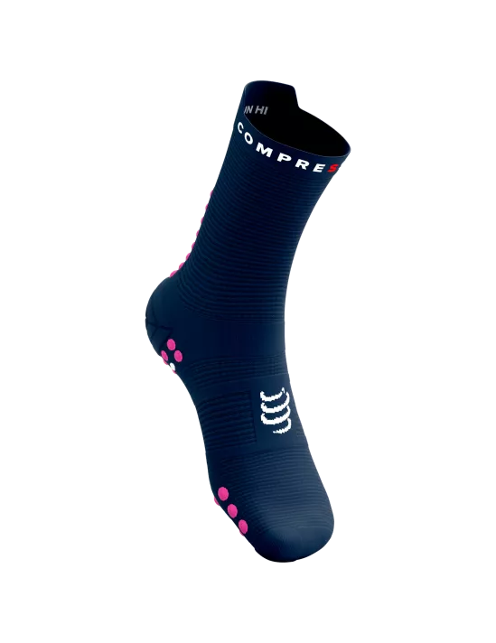 Compressport Unisex's Pro Racing Socks v4.0 Run High - Mood Indigo/Magenta