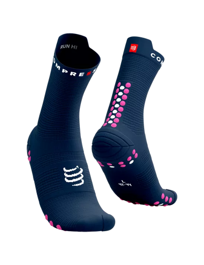 Compressport Unisex's Pro Racing Socks v4.0 Run High - Mood Indigo/Magenta