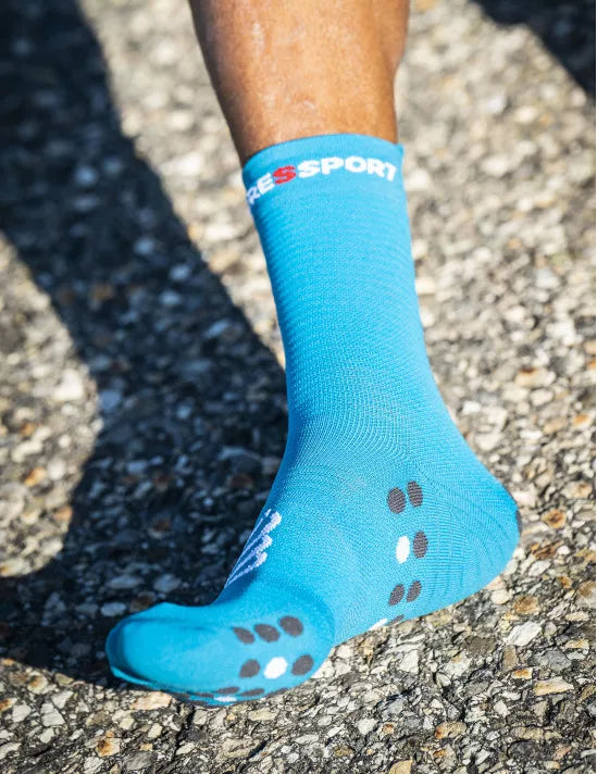 Compressport Unisex's Pro Racing Socks v4.0 Run High - Mosaic Blue/Magnet
