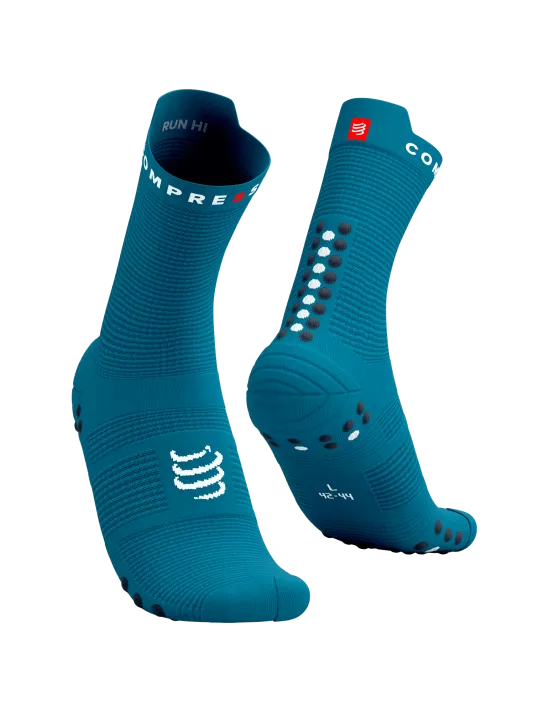 Compressport Unisex's Pro Racing Socks v4.0 Run High - Mosaic Blue/Magnet