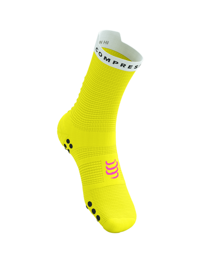 Compressport Unisex's Pro Racing Socks v4.0 Run High - Safe Yellow/White