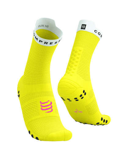 Compressport Unisex's Pro Racing Socks v4.0 Run High - Safe Yellow/White