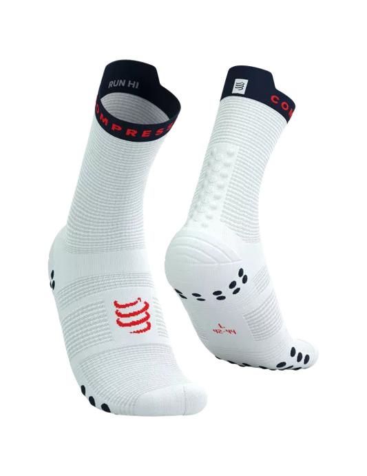 Compressport Unisex's Pro Racing Socks v4.0 Run High - White/Blues