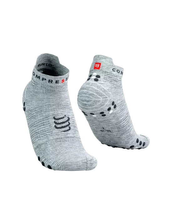 Compressport Unisex's Pro Racing Socks v4.0 Run Low - Grey Melange/Black