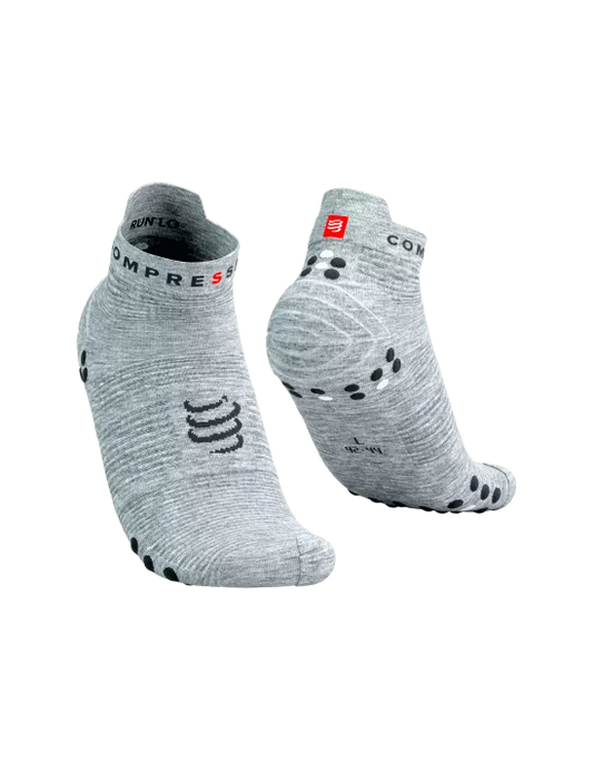 Compressport Unisex's Pro Racing Socks v4.0 Run Low - Grey Melange/Black