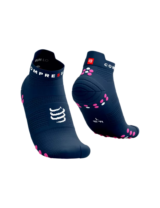 Compressport Unisex's Pro Racing Socks v4.0 Run Low - Mood Indigo/Magenta