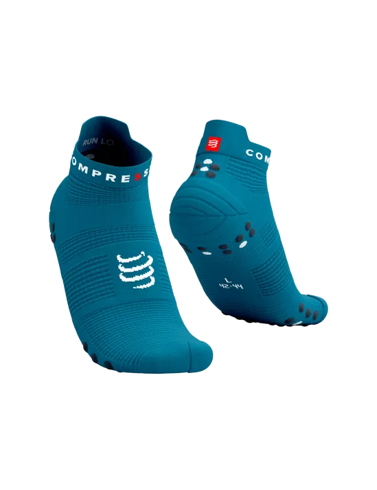 Compressport Unisex's Pro Racing Socks v4.0 Run Low - Mosaic Blue/Magnet