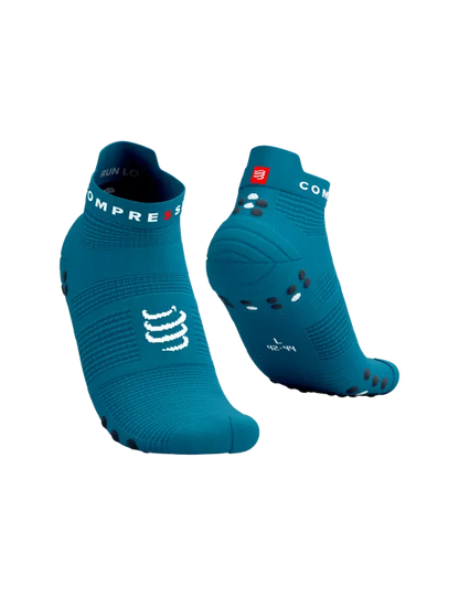 Compressport Unisex's Pro Racing Socks v4.0 Run Low - Mosaic Blue/Magnet
