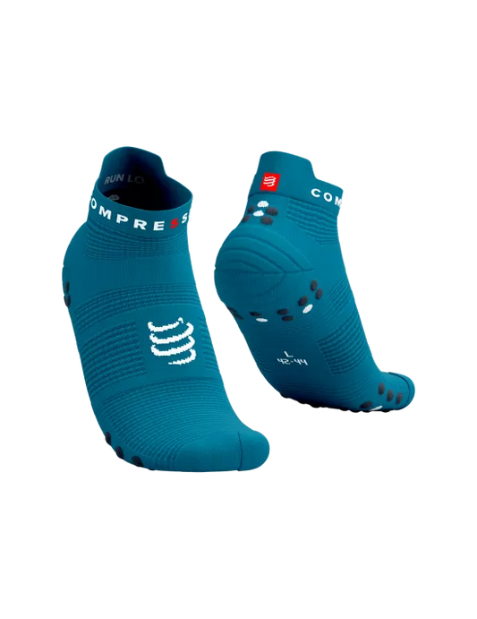 Compressport Unisex's Pro Racing Socks v4.0 Run Low - Mosaic Blue/Magnet