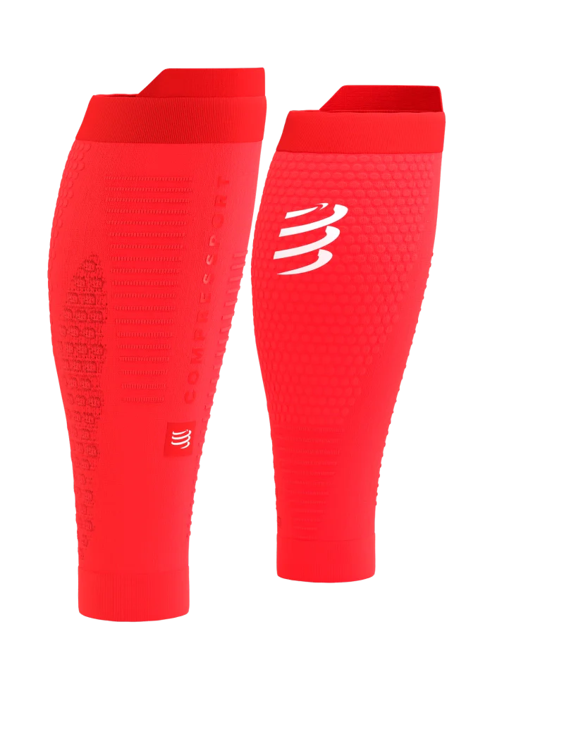 Compressport Unisex's R2 3.0 Calf Sleeves - Fluo Red/White Refl