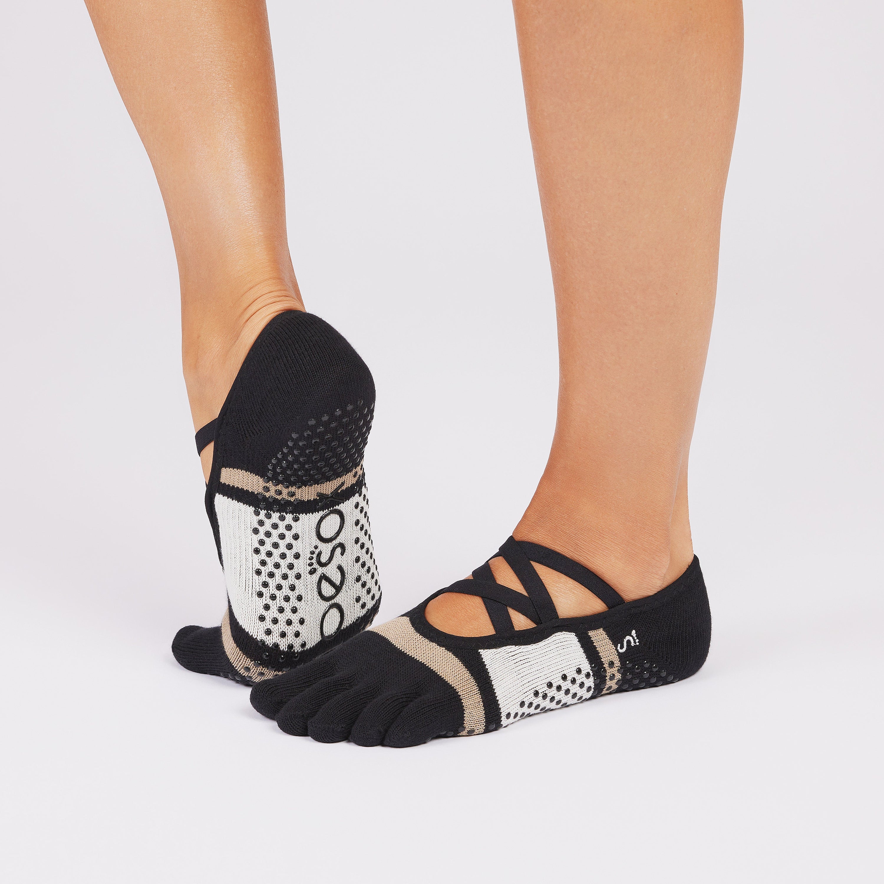 TOESOX Full Toe Elle - Oat Stripe
