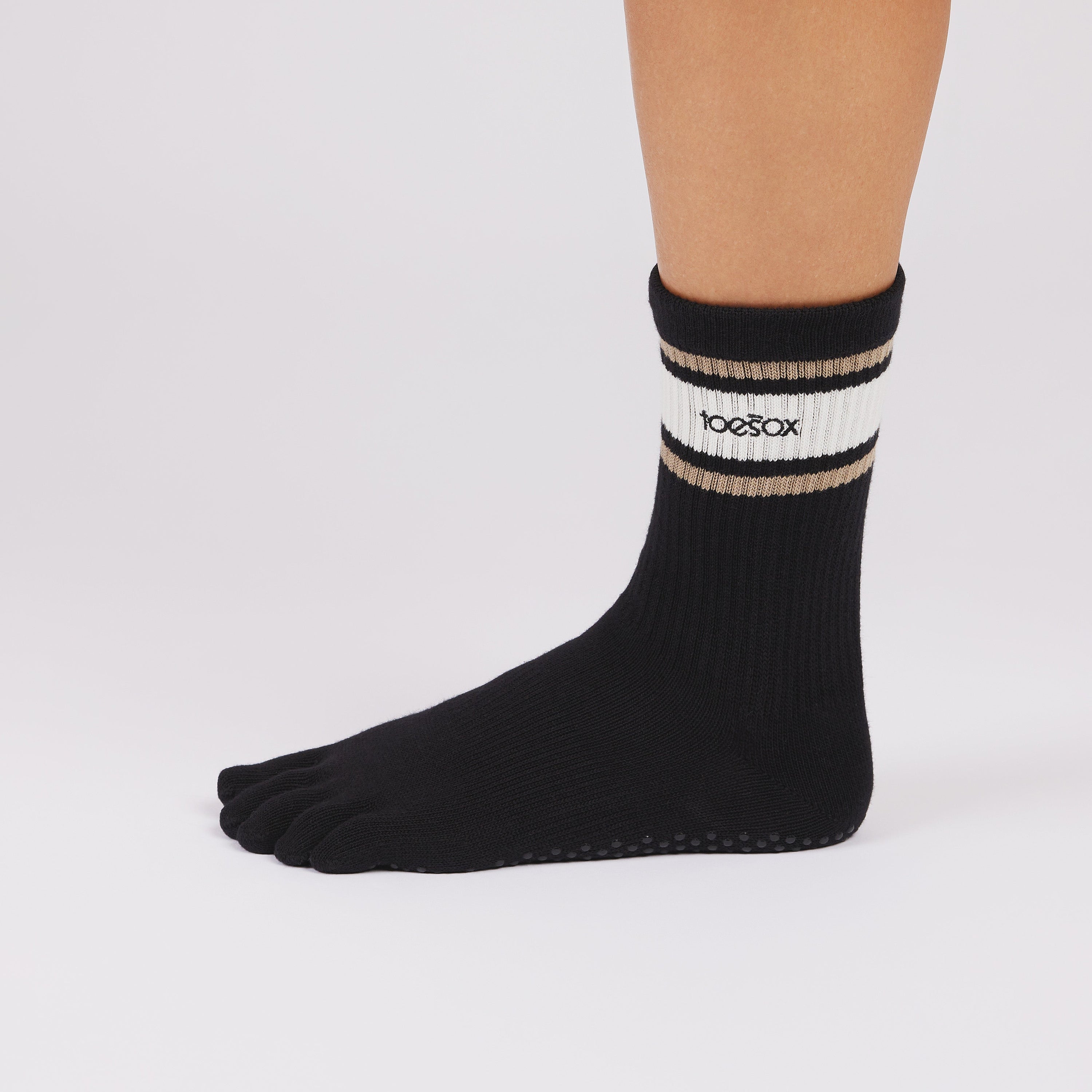 TOESOX Full Toe Crew - Oat Stripe