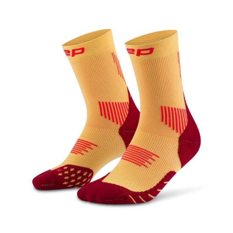 CEP Men's Run Socks Mid-Cut 5.0 - Marigold/Burgundy