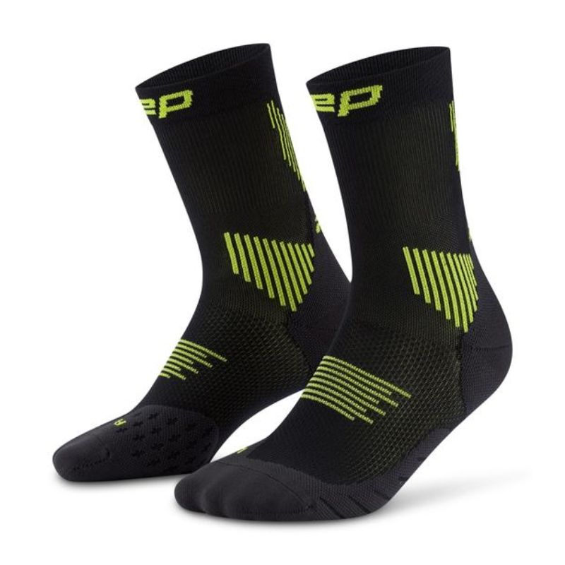CEP Men's Run Socks Mid-Cut 5.0 - Black/Lime
