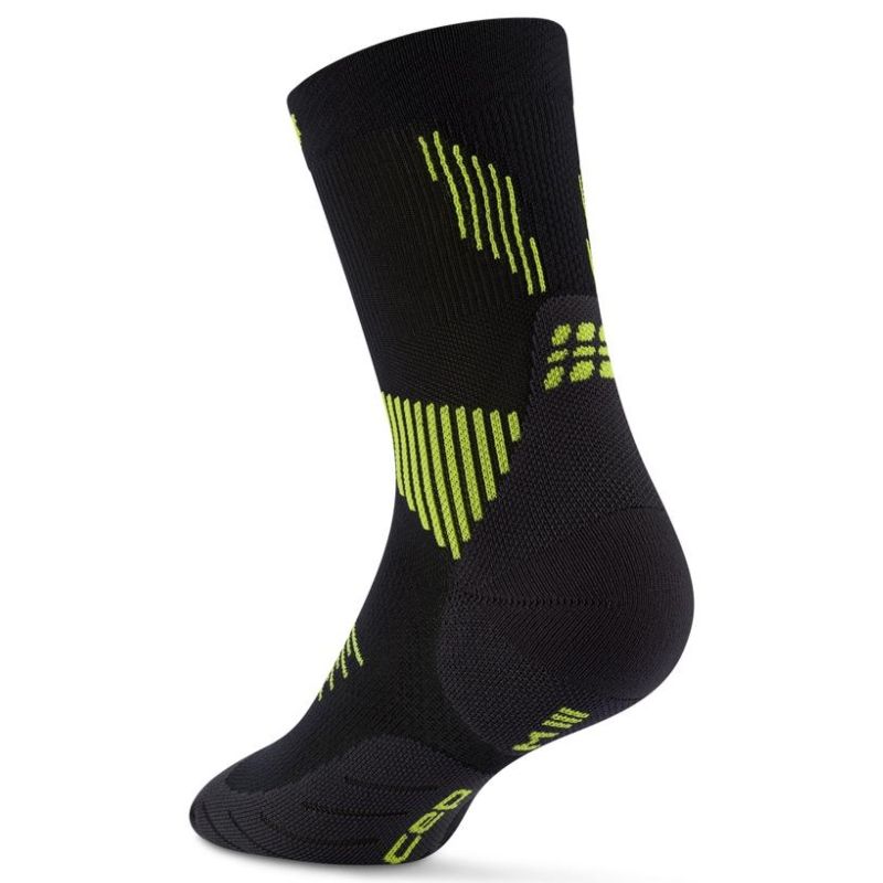 CEP Men's Run Socks Mid-Cut 5.0 - Black/Lime