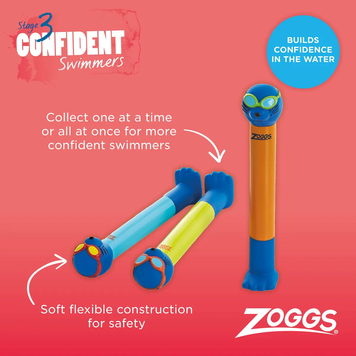 ZOGGS Zoggy Dive Stick 3pcs Pack - AST