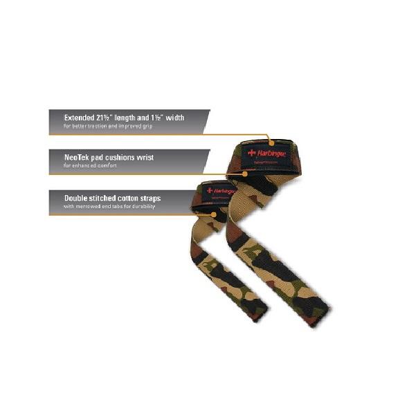 Harbinger Padded Cotton Lifting Straps 21.5"- Camo