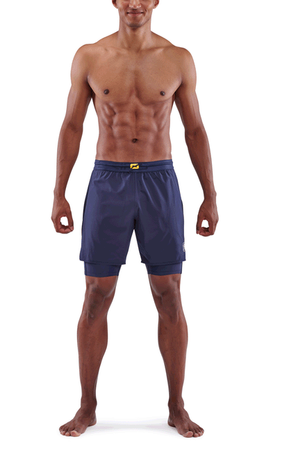 Skins Men's Compression Superpose Half Tights 3-Series - Navy Blue