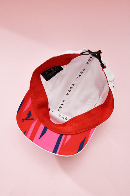 VAGA Feather Racing Cap - White/Neon Pink/Flame Red/Navy