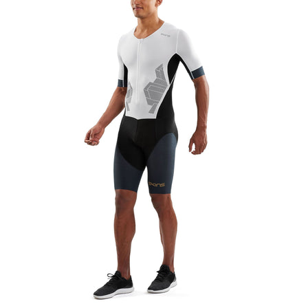 SKINS DNAmic Triathlon Mens Skinsuit With Front Zip S/S - White