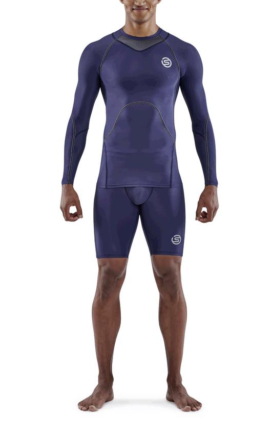 Skins Men's Compression Long Sleeve Tops 3-Series - Navy Blue