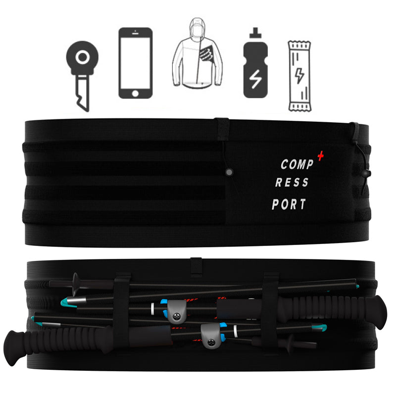 COMPRESSPORT ANTI-BOUNCE FREE BELT PRO W/POLE HOLDER - BLACK