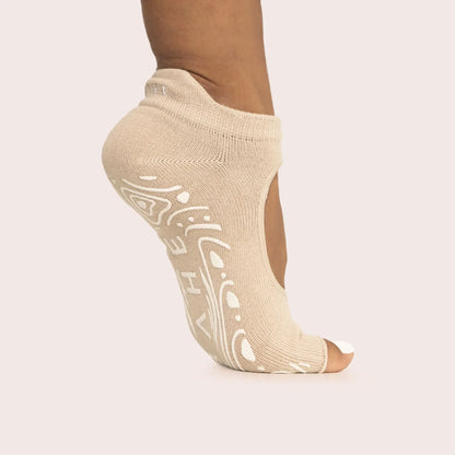 BAHE Grounded Grippy Opentoe Socks - Dusty Beige
