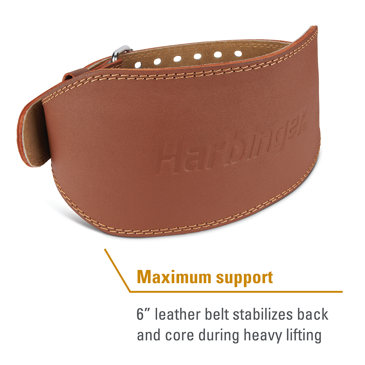 Harbinger Unisex Padded Leather Belt 6''- Brown