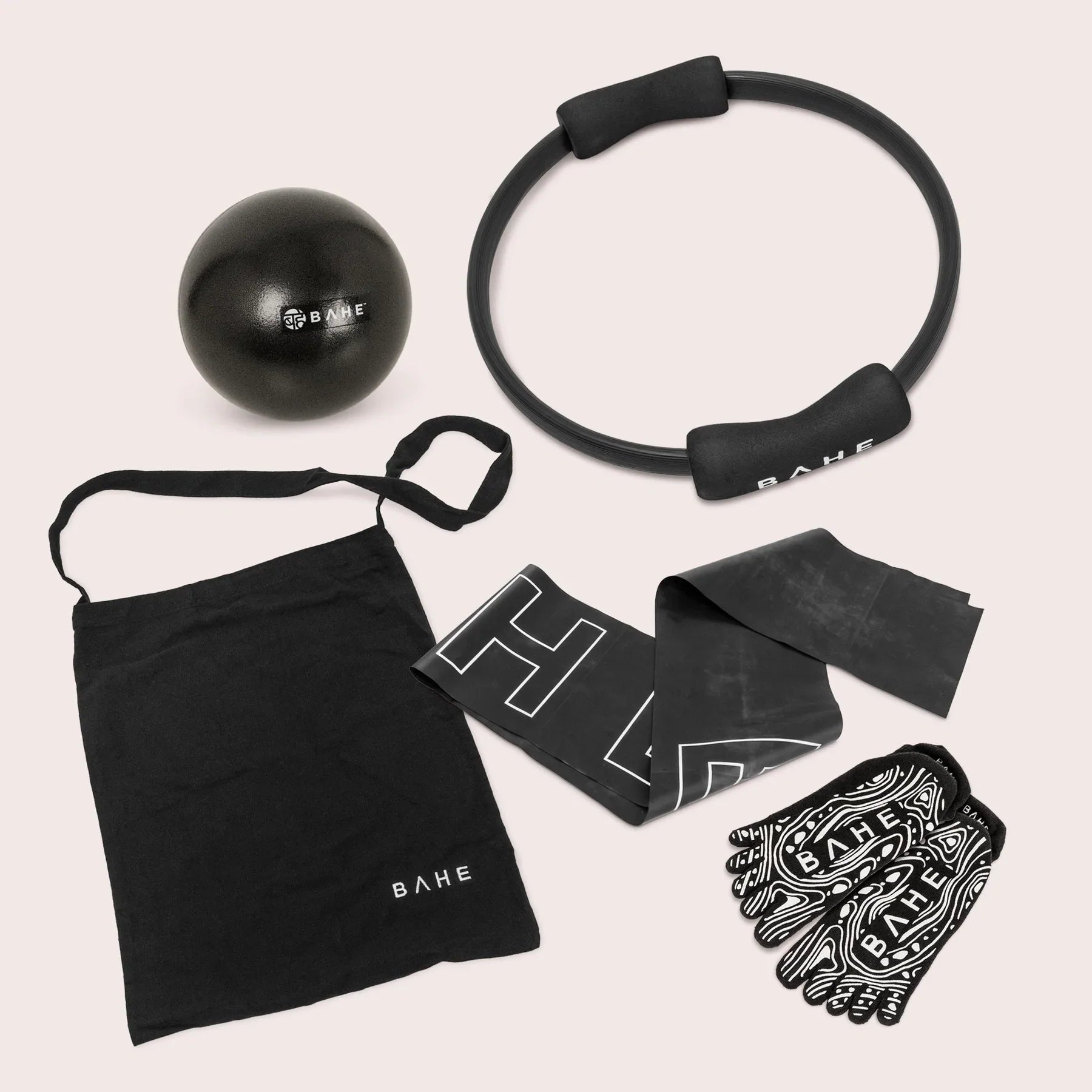 BAHE Pilates Essentials (Ring, Socks, Ball, Tote Bag) - Black