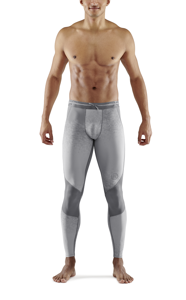 Skins Men's Compression Long Tights 3-Series - Dot Fade Lt. Grey