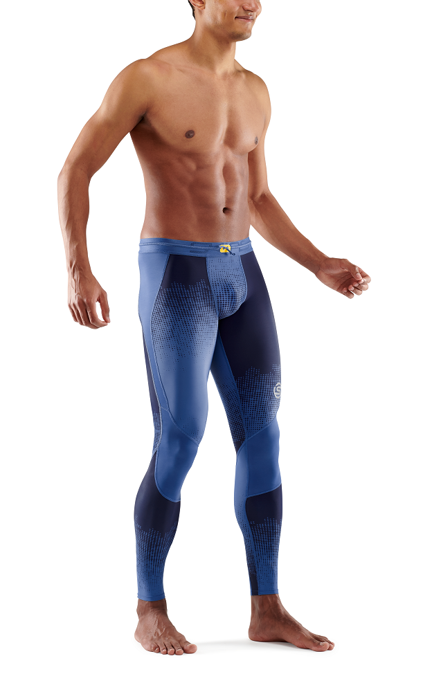Skins Men's Compression Long Tights 3-Series - Dot Fade Blue