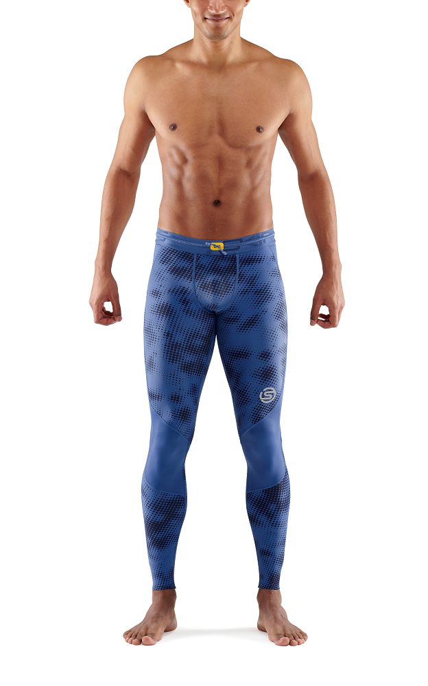Skins Men's Compression Long Tights 3-Series - Camo Blue