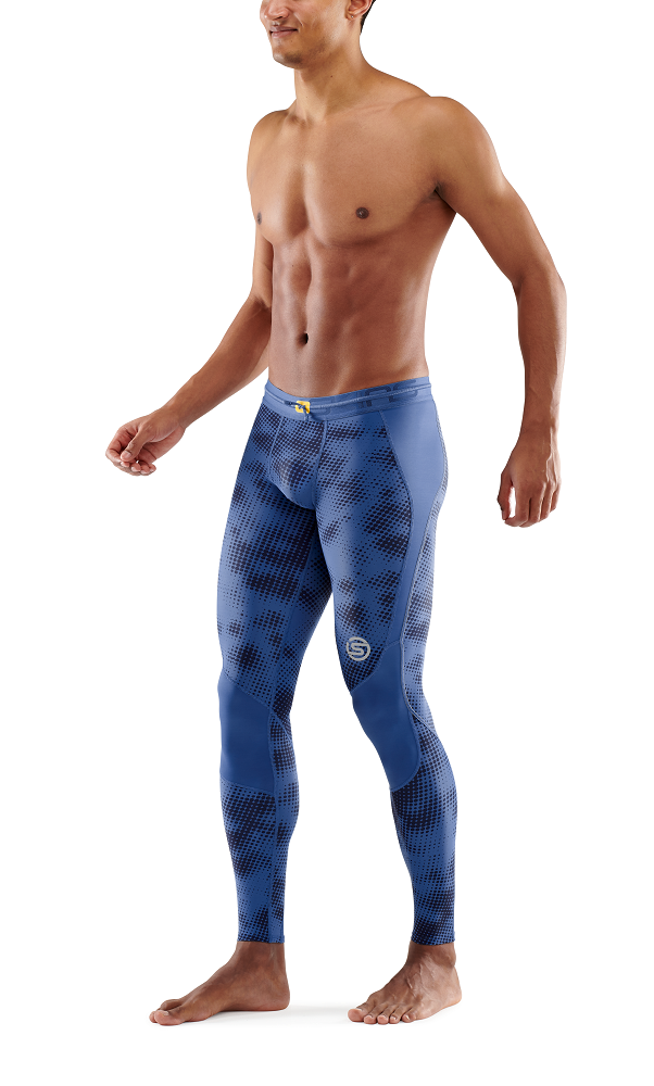 Skins Men's Compression Long Tights 3-Series - Camo Blue