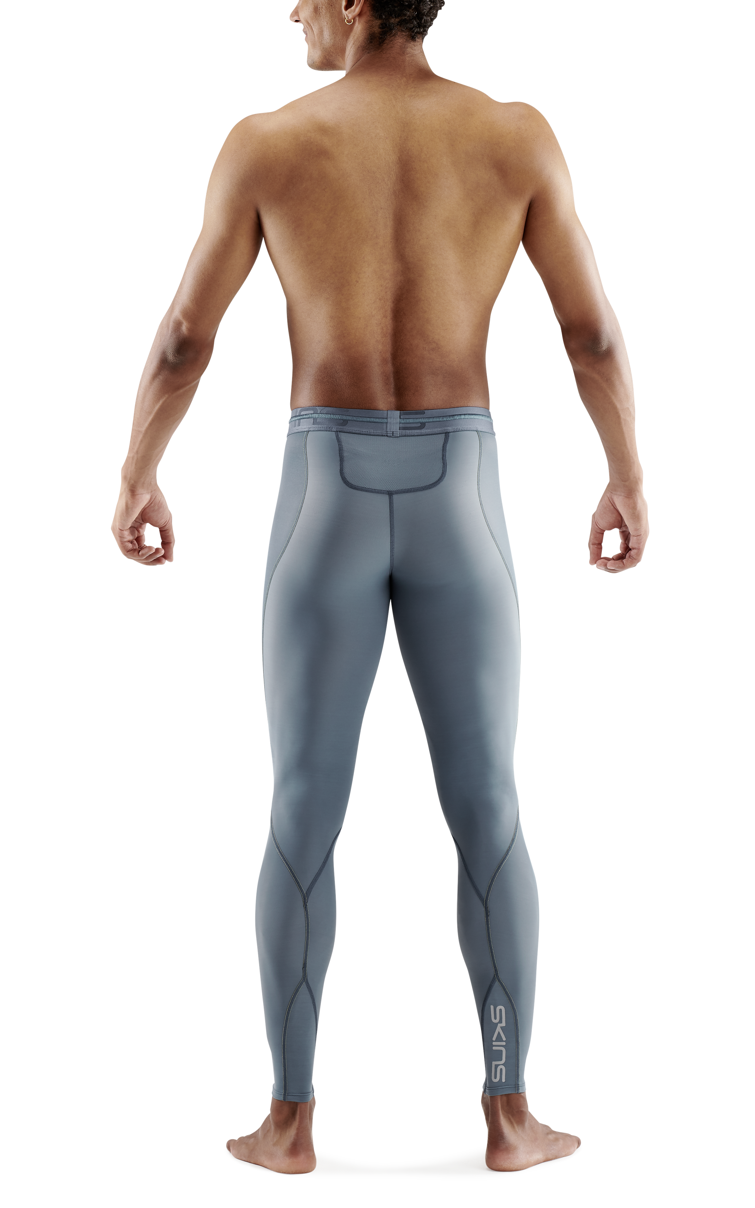 SKINS Men's Compression Long Tights 3-Series - Blue Grey