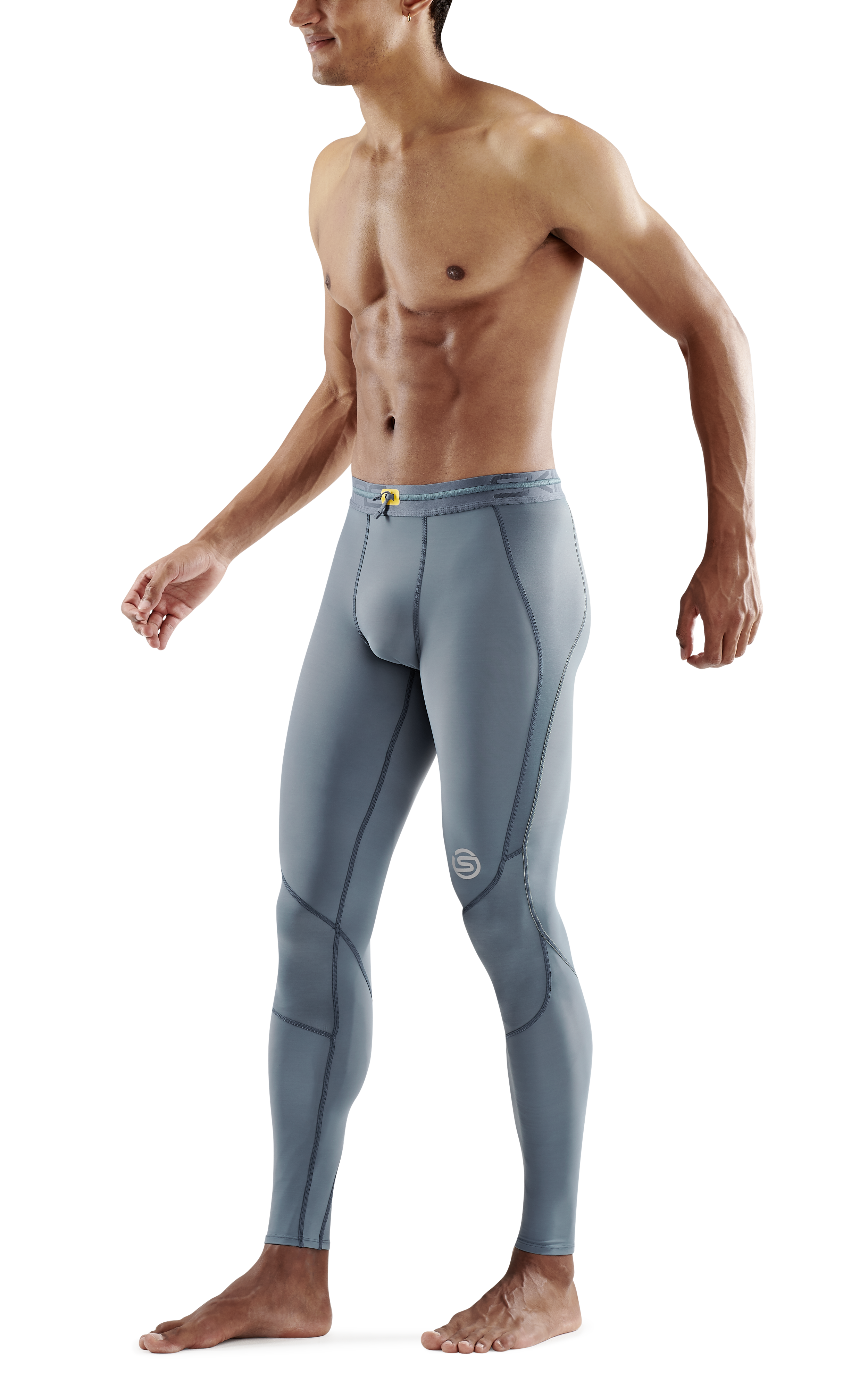 SKINS Men's Compression Long Tights 3-Series - Blue Grey